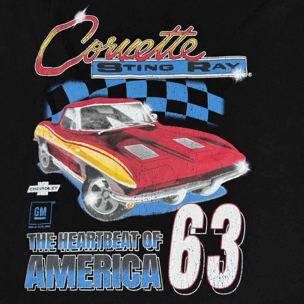 Mens 2XL Graphic Sweatshirt Vintage Corvette Stingray 63 Car Distressed NEW